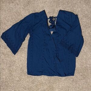 Rock and Roll Cowgirl Navy Blue Embroidered Shirt